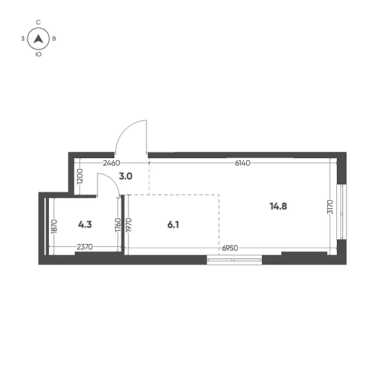 Квартира Студия 28.2 кв. м