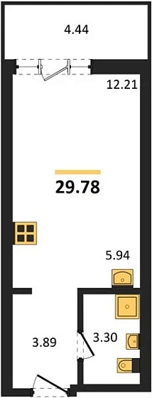 Квартира Студия 29.78 кв. м