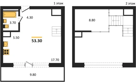 Квартира Студия 53.3 кв. м