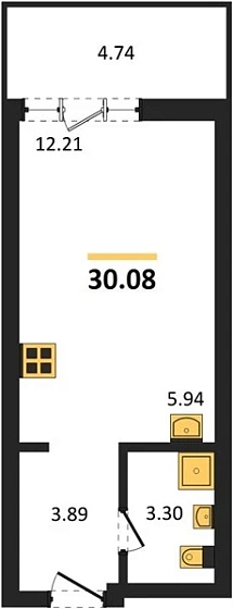 Квартира Студия 30.08 кв. м