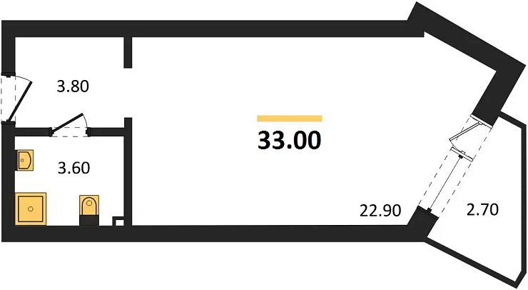 Апартаменты 1-комн. 33 кв. м