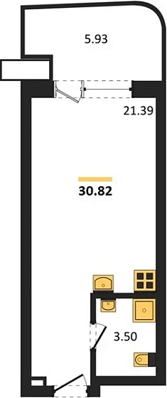Апартаменты Студия 30.82 кв. м