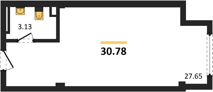Квартира 1-комн. 30.78 кв. м